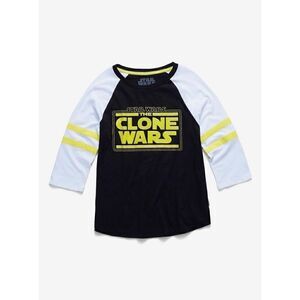 Star Wars: The Clone Wars Striped Sleeve Women's Raglan T-Shirt (Small)